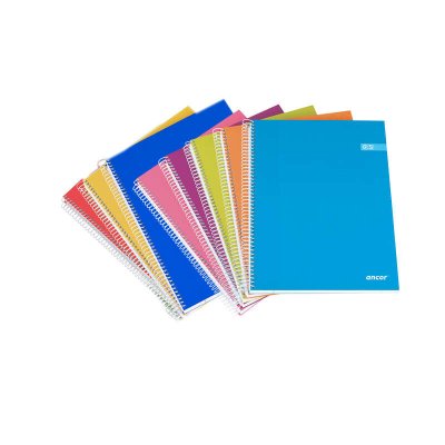 Ancor Classic Stripes Cuaderno Espiral Tamaño Folio Raya Horizontal - 80 Hojas 60gr - Tapa Dura de Carton Plastificado - Colores Surtidos