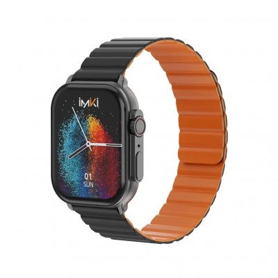 IMIKI SMARTWATCH SF1 BLACK+BLACK ORANGE MAGNETIC STRAP