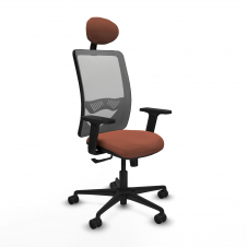 Piqueras y Crespo Zulema sincro malla gris bali marr?n brazos 2D base nailon cabecero fijo ruedas 65mm nailon