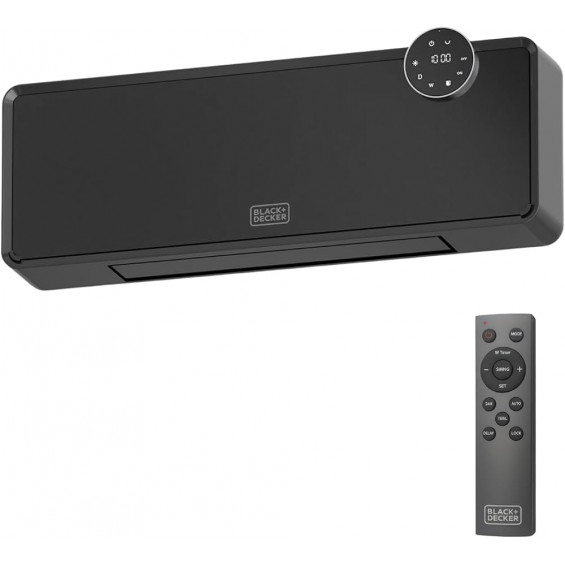 Calefactor cerámico de pared Black & Decker BXWSH2001E, 2.000 W, 2 potencias, programador, IP-22, mando a distancia, negro - imagen 3