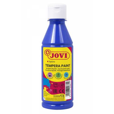 Jovi Tempera Paint Tempera Liquida 250ml - Base Agua - Lista para Usar - Alto Poder Cubriente - Secado Rapido - Excelente Fluidez - Adherencia en Multiples Superficies - Color Azul Oscuro