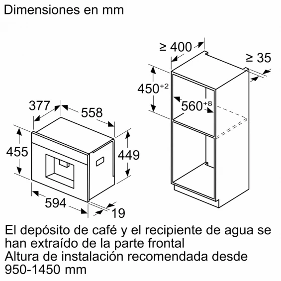 Cafetera superautomática integrable Siemens CT718L1B0 iQ700, depósito de 2,4 litros, Home Connect, negra - imagen 9