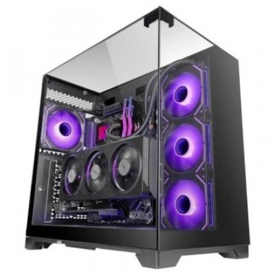 CAJA ATX SEMITORRE GAMING MARS GAMING MCVISION TRIPLE CRISTAL TEMPLADO GPU 415mm 1x3.5 3x2.5 NEGRO