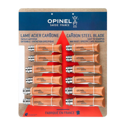 Expositor navajas opinel acero al carbono, 12 uds (nº6, nº7, nº8 4 uds de cada numero)