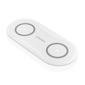 AISENS - CARGADOR INALAMBRICO USB-C 15W 2 EN 1 PARA MOVIL AURICULARES, BLANCO