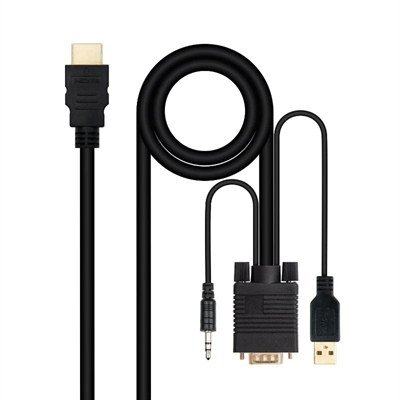 Conversor HDMI a VGA M-M + Jack, 1.8m Nanocable