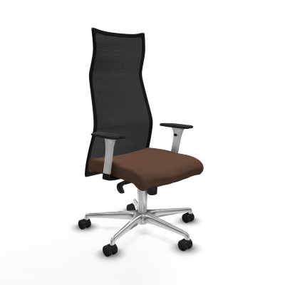 Albacete malla sincro malla negra bali marrón oscuro brazos blancos base aluminio ruedas 65 mm nailon