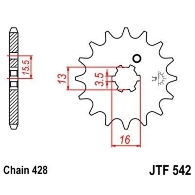 Piñon JT 542 de acero con 13 dientes JTF542.13