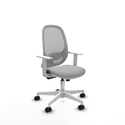 Cilanco blanca sincro malla gris bali gris claro brazos blancos base blanca ruedas 65mm nailon