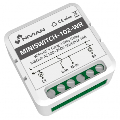 Relé inteligente Nivian - 1 Línea | WiFi | Control App | Compatible Alexa/Google
