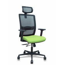 Piqueras y Crespo Silla Haches traslack malla negra asiento bali pistacho brazos 2D ruedas 65mm cabecero regulable