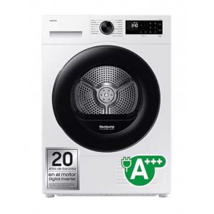 Secadora de condensación con bomba de calor Samsung DV90DG52A0AEEC, AI Dry+, 9kg, clase A+++, 105 kWh año, 64dB, OptimalDry, 15 programas, Inverter, WiFi, blanco