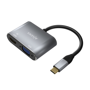 AISENS - CONVERSOR USB-C A VGA/HDMI 4K, USB-C/M-VGA/H-HDMI/H, GRIS, 15