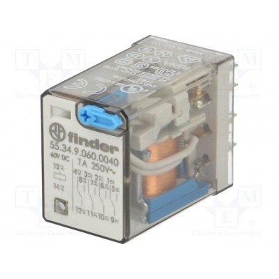 RELE 60Vdc 4Ctos. Pulsador de Pruebas 7A/250Vac FINDER