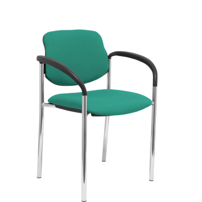 Silla fija Styl bali verde esmeralda chasis cromo con brazos