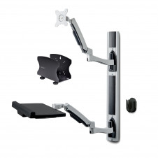 StarTech.com Estación de Trabajo Soporte de Pared para Monitor VESA de 27 Pulgadas (10kg) con Bracket para CPU / Ordenador y Bandeja para Teclado y R