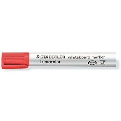Staedtler Lumocolor 351 Rotulador para Pizarra - Punta Redonda - Trazo 2mm - Capuchon con Clip - Color Rojo