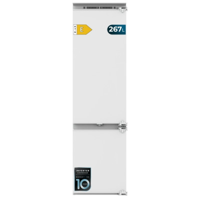 Cecotec Bolero CoolMarket Combi BI-D FLW 267 E Frigorifico Combi Integrable - 267L - Luz LED - Incluye Accesorios - Compresor Inverter - Total Nofrost - Modo Vacaciones - 193.7x54cm - Color Blanco