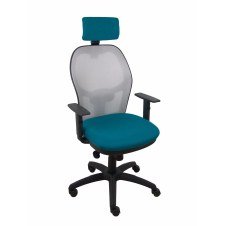 Piqueras y Crespo Silla Jorquera malla gris asiento bali verde petróleo cabecero regulable