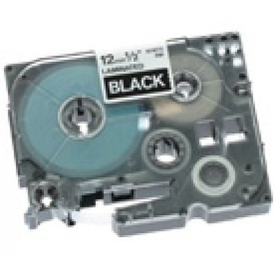 Gloss Laminated Labelling Tape - 12mm, White/Black cinta para impresora de etiquetas TZ