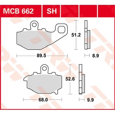Pastillas de freno traseras sinterizadas serie SH TRW MCB662SH