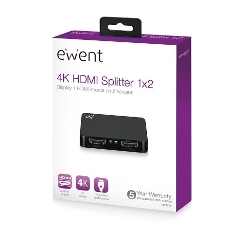 Ewent EW3720 Mini Splitter HDMI 1x2 4K 60hz
