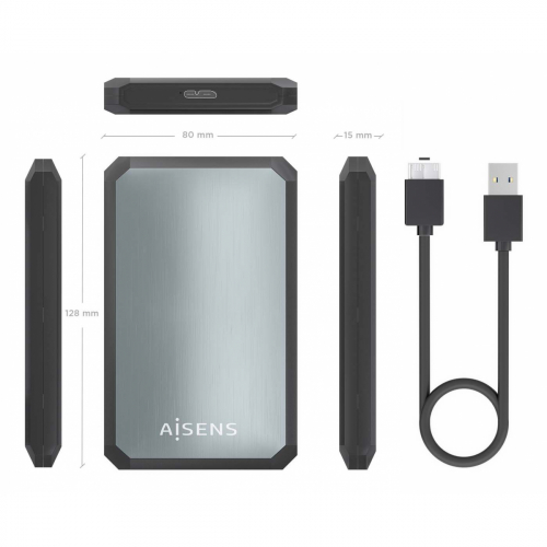 AISENS - CAJA EXTERNA 2,5" ASE-2529B 9.5MM SATA A USB 3.0/USB3.1 GEN1, NEGRA-GRIS