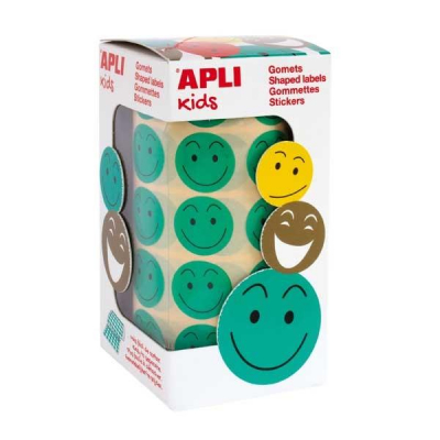 APLI R.900 GOMETS REMOVIBLES CIRCULARES CARAS FELIZ DIAM 20MM VERDE