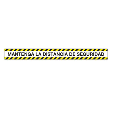 Apli Tira de Señalizacion Adhesiva Mantenga Distancia de Seguridad - 1000x100mm - Film de PVC de 100 Micras con Barniz Mate Protector - Adhesivo Solvente de Alta Resistencia