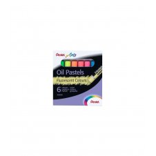 Pentel Oil Pastels Pack de 6 Pasteles Oleo Fluorescentes - Blandos, Cremosos y de Secado Lento - Colores Fluorescentes Surtidos