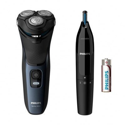 Afeitadora philips shaver 3000 s3134 - 57 negro - cabezales 5 direcciones - recortador - wet