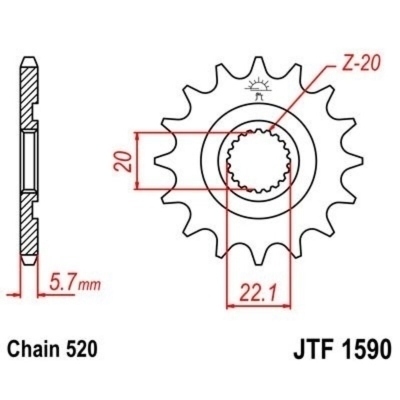 Piñón JT 1590 de acero con 12 dientes JTF1590.12