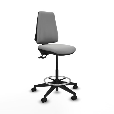 Taburete Elche AS similpiel gris claro base piramidal ruedas 65mm nailon