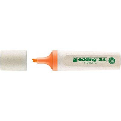 Edding 24 EcoLine Marcador Fluorescente - Punta Biselada - Trazo entre 2-5mm - 90% de Plastico Reciclado - Etiqueta Ecologica Blue Angel - Color Naranja