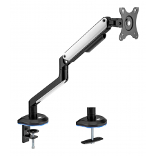 AISENS Soporte De Mesa RGB Gaming Contrapeso Giratorio E Inclinable Para Monitor/TV 9kg (3 Pivotes, 1 Brazo) De 17-32, Negro-Blanco