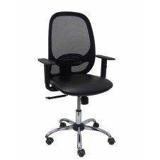 Piqueras y Crespo Silla Cilanco negra malla negra asiento similpiel negro brazo regulable base cromada