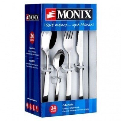 Pack 24 Cubiertos Monix Reims M121973/ 6 Cucharas + 6 Tenedores + 6 Cuchillos + 6 Cucharas Café/ Acero inoxidable