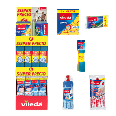 Expositor super precio universal vileda, 39 x 38 x 122 cm