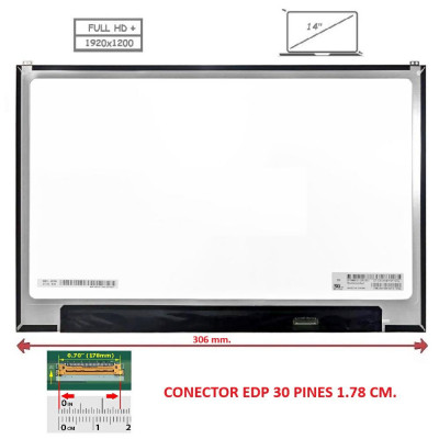 Pantalla compatible para portátil LED 14\ Slim 30 Pines FHD+ Brackets Superiores Sin reborde