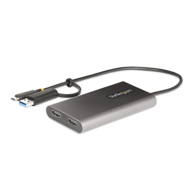 Adaptador USB-C a HDMI Doble - USB Tipo C a 2 Monitores HDMI - 4K 60Hz - Entrega de Alimentación PD de 100W con Paso - Cable Incorporado de 30cm - Conversor USB a HDMI