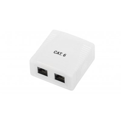 Cajade superficie 2xRJ45 UTP Cat.6 Dual entrada inferior blanca - PHK 1012