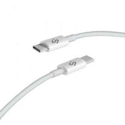 Cable USB 2.0 Tipo-C Subblim Cable Plus/ USB Tipo-C Macho - USB Tipo-C Macho/ Hasta 100W/ 480Mbps/ 1m/ Blanco