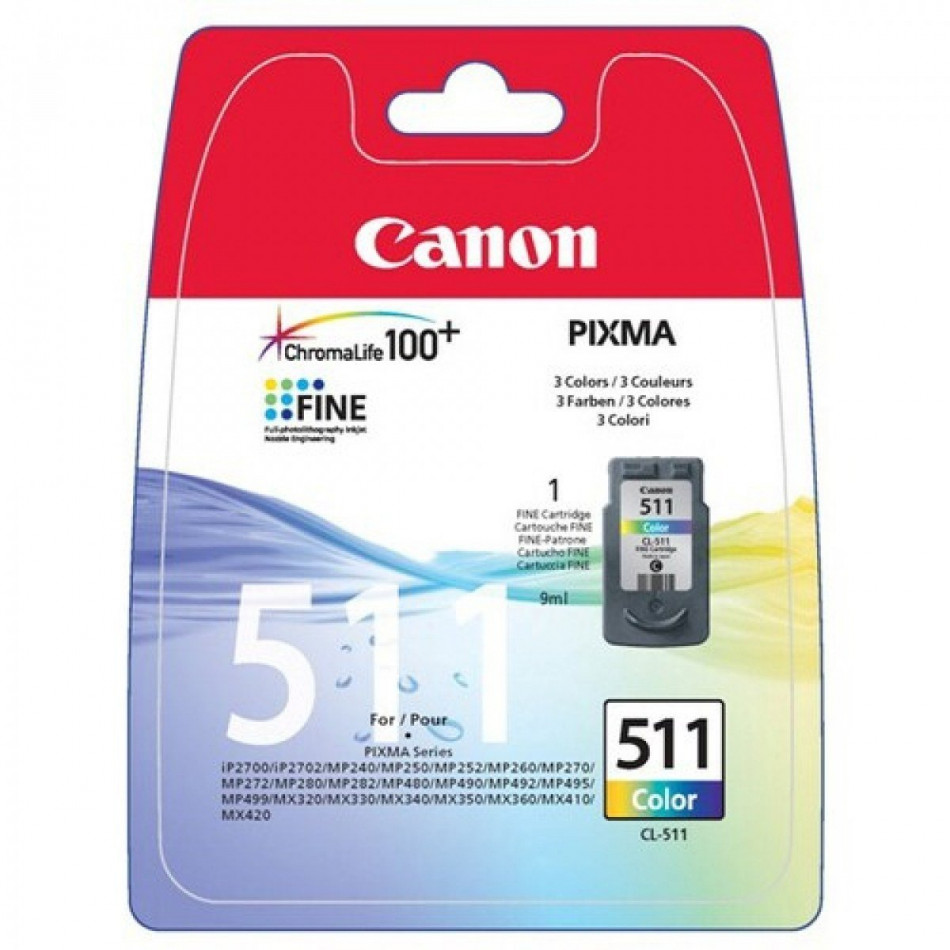CARTUCHO TINTA CANON CL 511 TRICOLOR 9ML MP240 250 260 270 MP 480 490 MX 320 330 - PG511