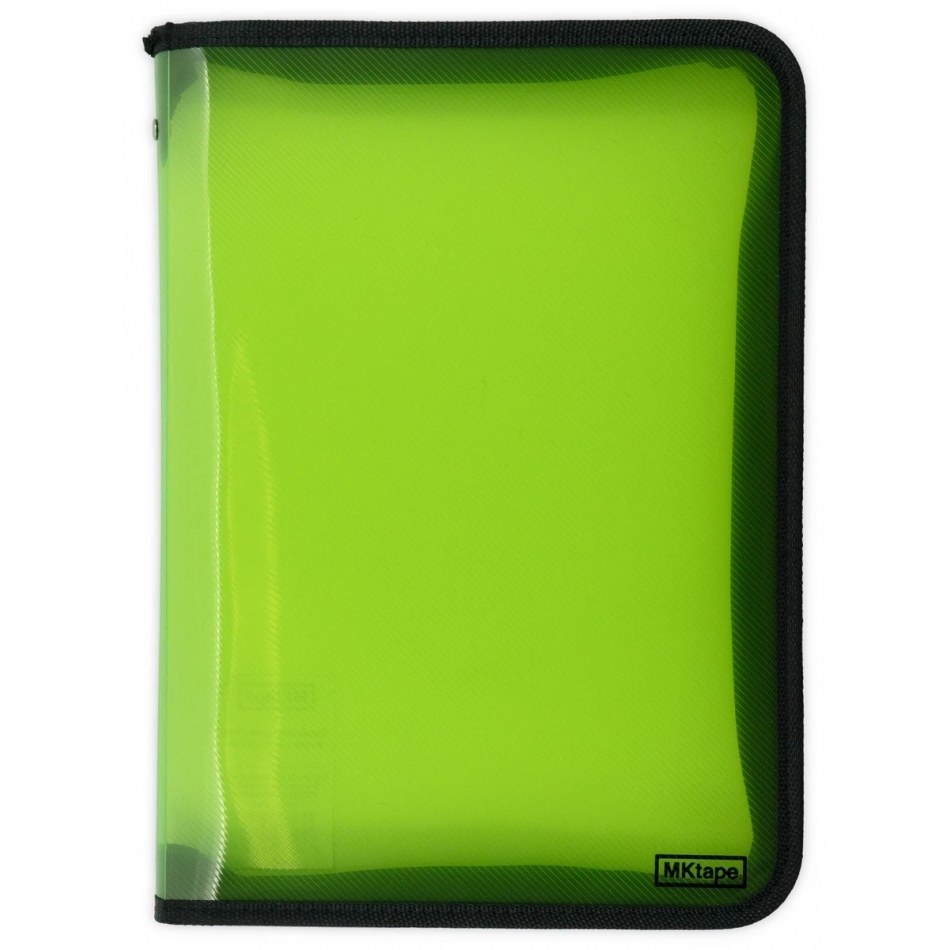 MKtape Carpeta de Plastico con Cremallera - Tamaño Folio - Color Verde