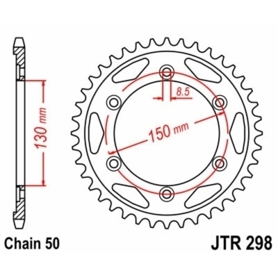 Corona JT SPROCKETS acero estándar 298 - Paso 530 JTR298.40