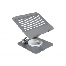 TooQ Soporte Elevador con rotación 360° y ajustable, para dispositivos de hasta 13”, Color Gris Oscuro