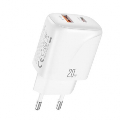 XO L158 Cargador de Corriente 20W - USB-A y USB-C - Alto Rendimiento - Color Blanco