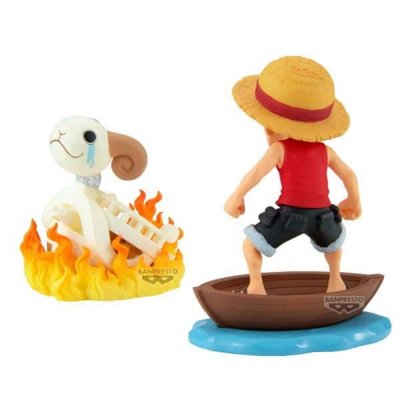 Figura banpresto one piece world collectable figure log stories monkey.d.luffy & going merry 8cm
