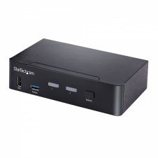 StarTech.com Switch Conmutador KVM USB C Tipo C, KVM de 2 puertos DisplayPort con V?deo UHD HDR de 4K 60Hz, Audio de 3,5mm, Hub 4x USB y 2x USB A 3.2