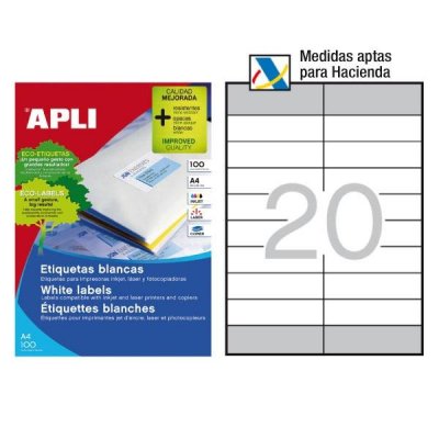 APLI Paq.2000 etiquetas aptas Hacienda 105x29mm